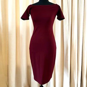 Wine/Burgundy Off Shoulder Midi Bodycon Dress